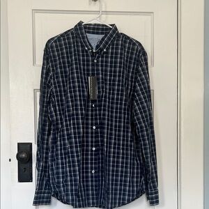 Banana Republic Men's Dark Blue Plaid Shirt